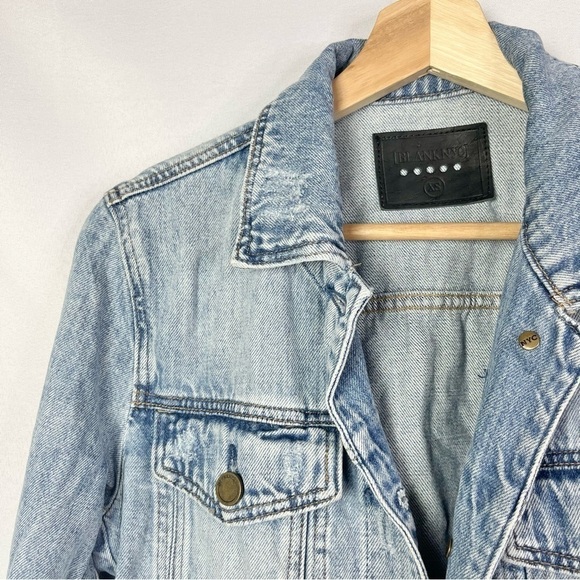 Blank NYC Blue Frayed Hem Denim Trucker Jacket XS - Picture 4 of 6
